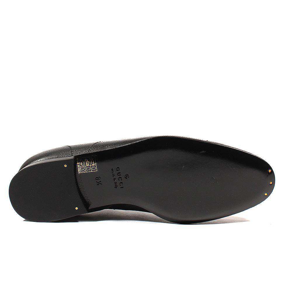 Gucci Men's Designer Shoes Black Pebbled Leather Oxfords (GGM1542)