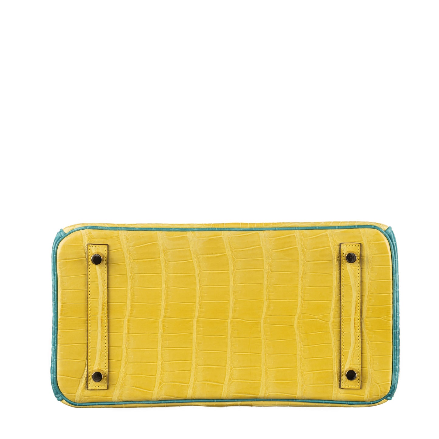 Hermès 30cm Birkin HSS Mimosa/Bleu Paon Matte Porosus Crocodile Brushed Gold Hardware