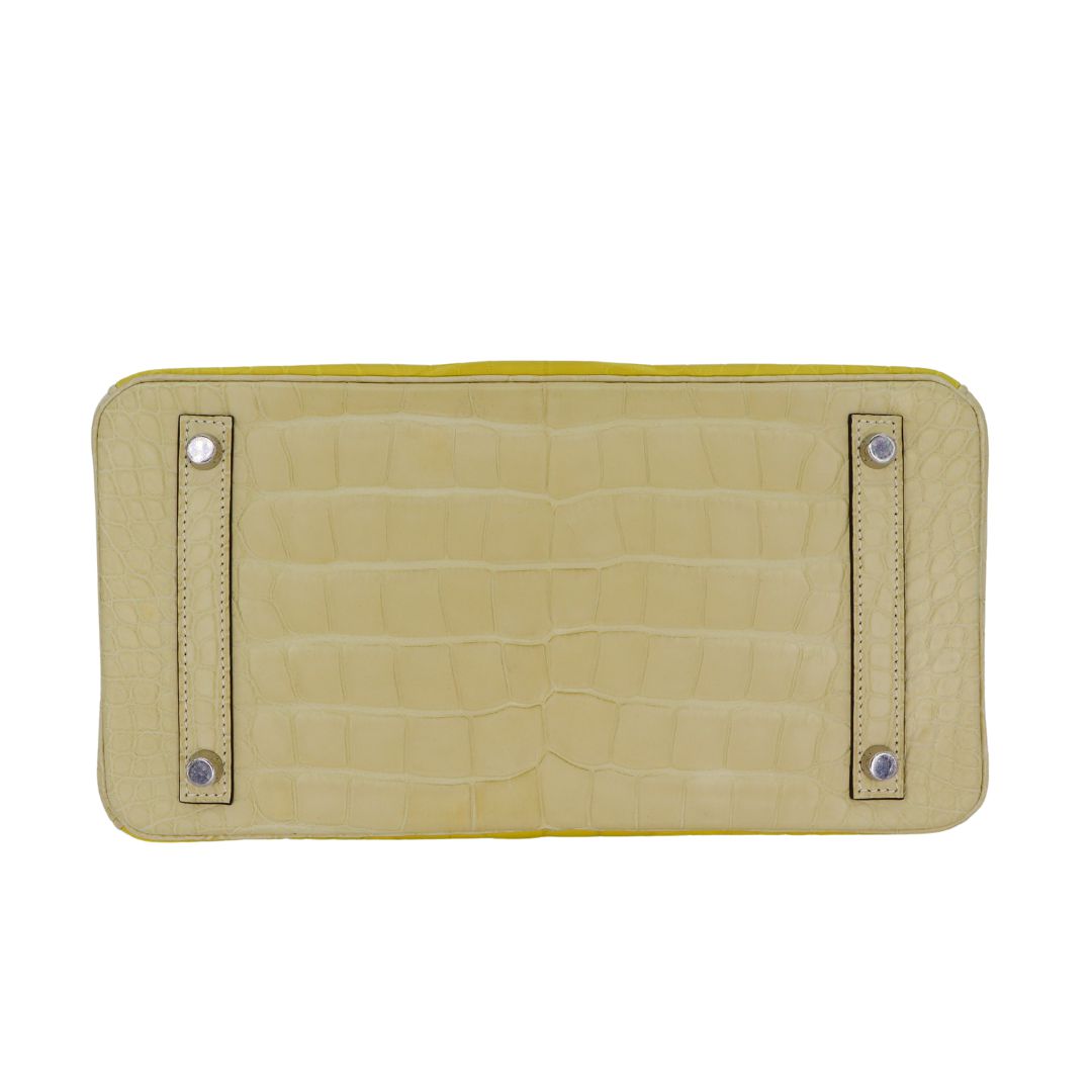 Hermès 30cm Birkin HSS Vanille/ Mimosa Matte Alligator Palladium Hardware