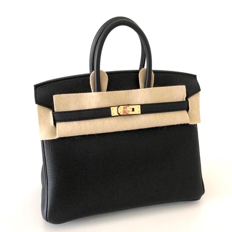 Hermès Birkin 25 Black Togo leather Rose Gold Hardware