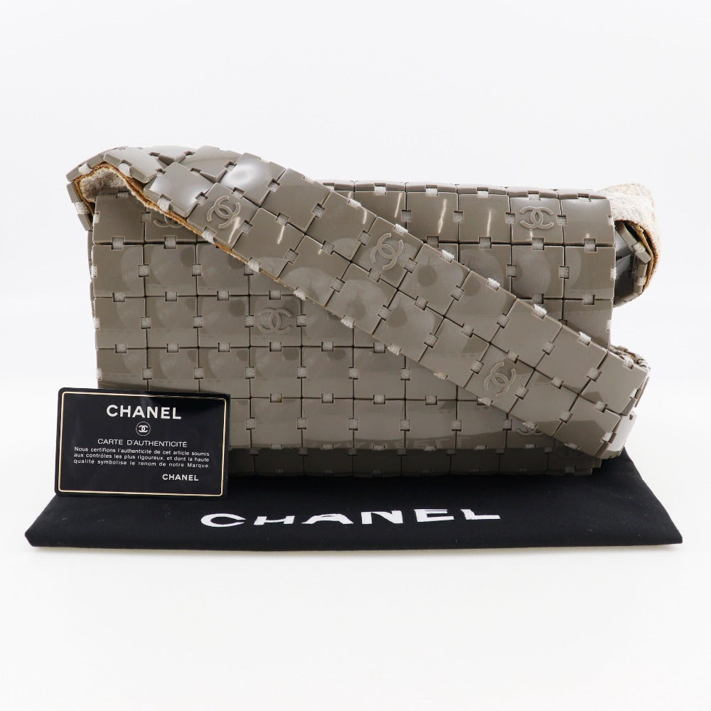 CHANEL Shoulder Bag Plastic, Canvas gray Puzzle Shoulder