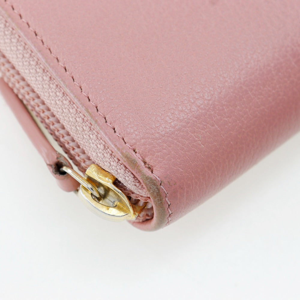 CHANEL Long Wallet Purse leather pink Women Used
