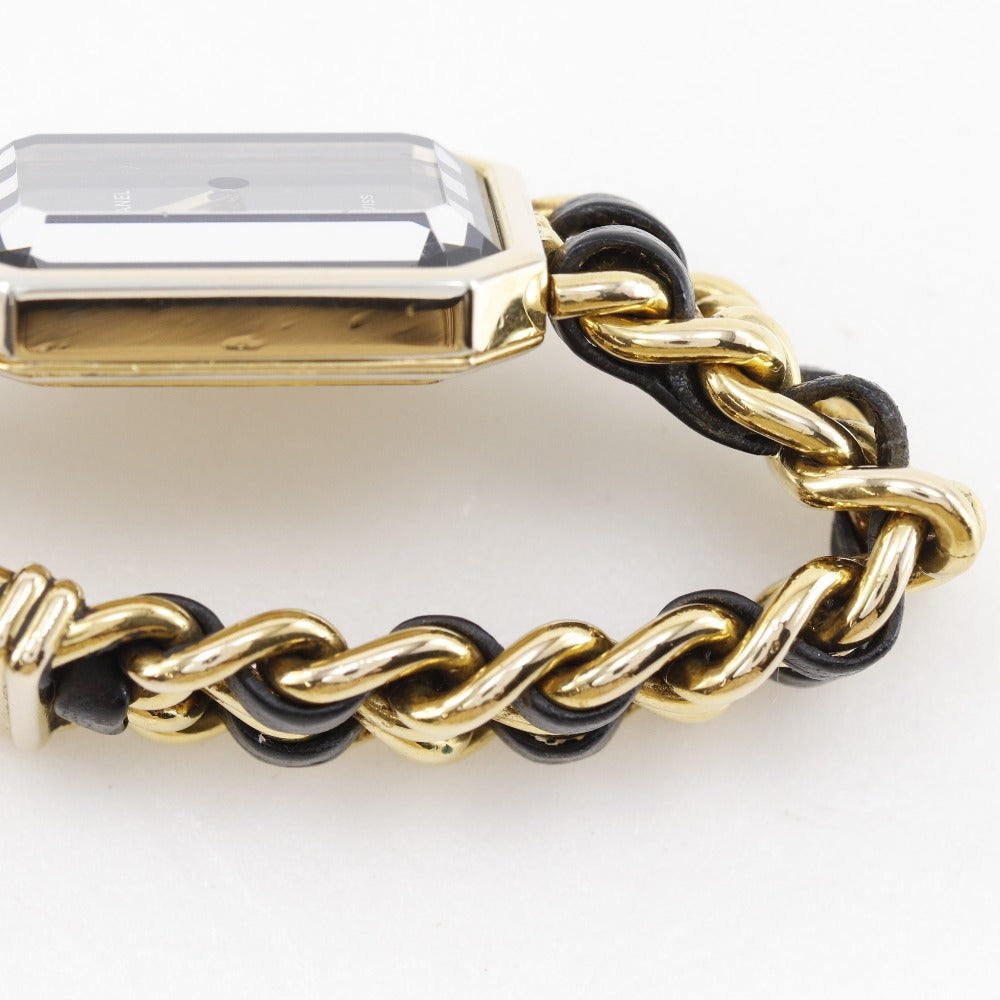 CHANEL Watches Quartz Plated Gold , Leather black Premiere L black dial