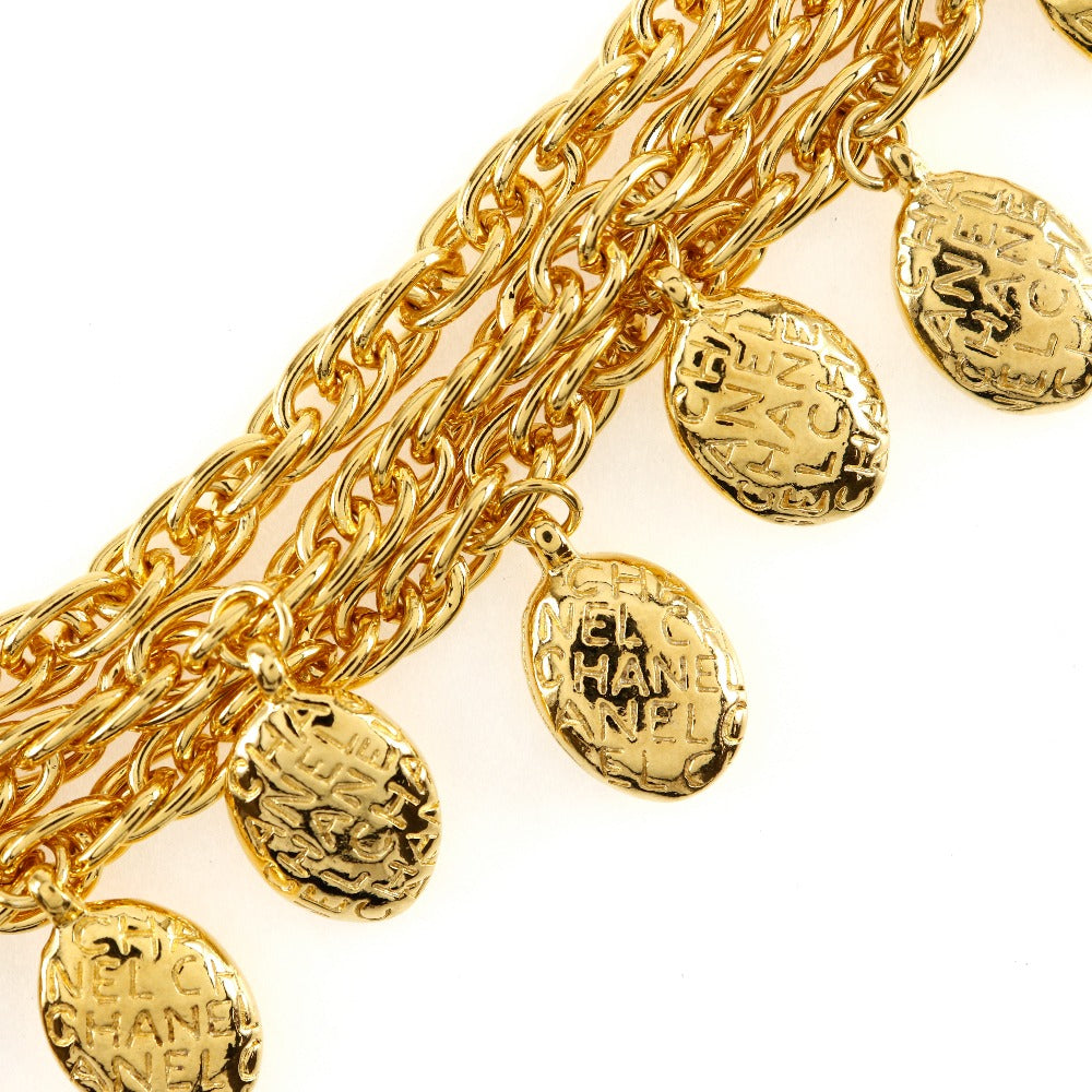CHANEL bracelet Plated Gold gold vintage Logo oval triple Women Used