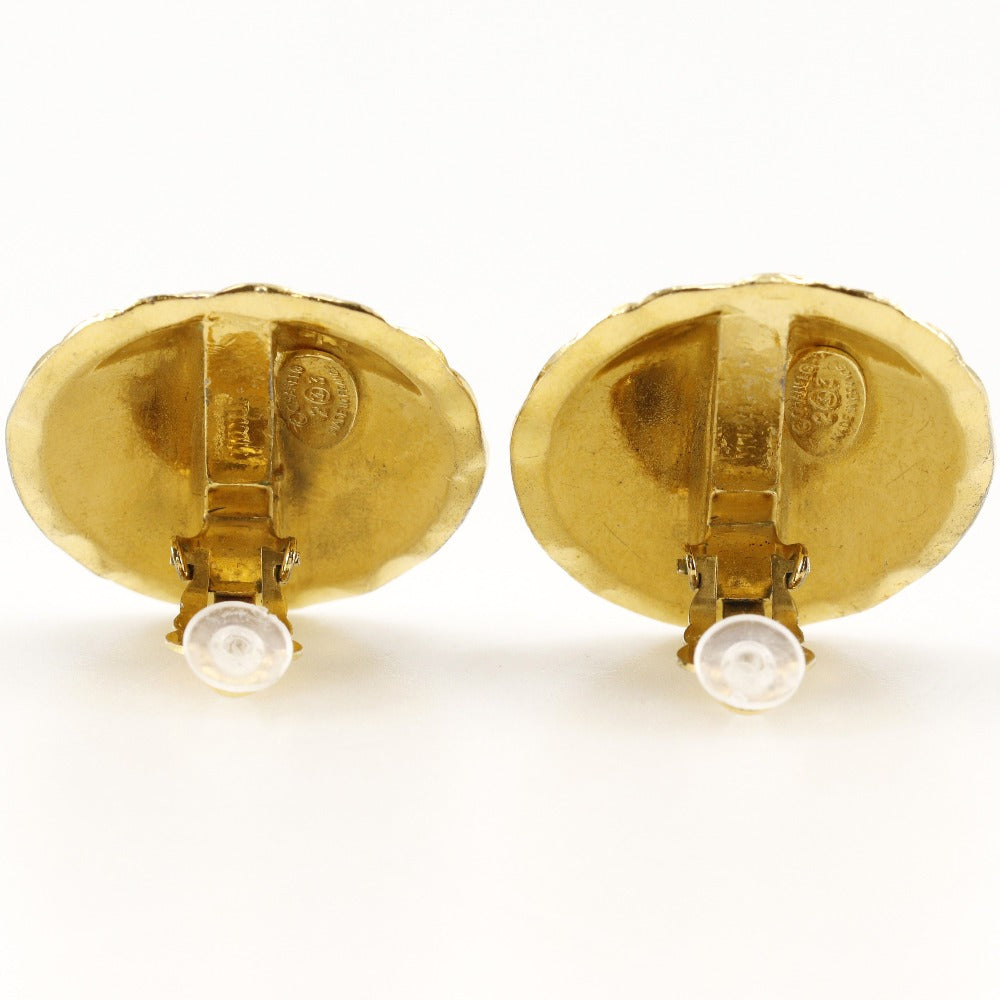 CHANEL Earring Plated Gold gold vintage Matrasse COCO Mark Women Used