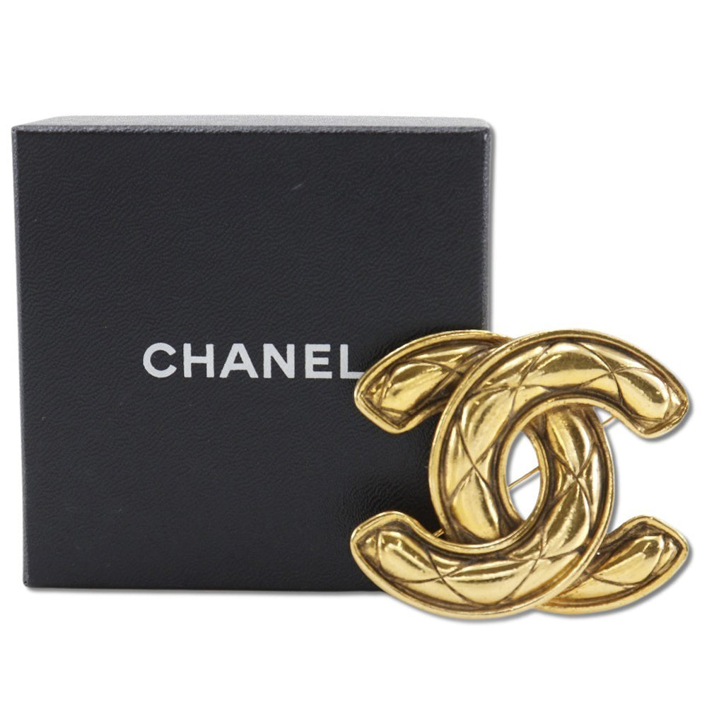 CHANEL Brooch Plated Gold gold Matrasse COCO Mark