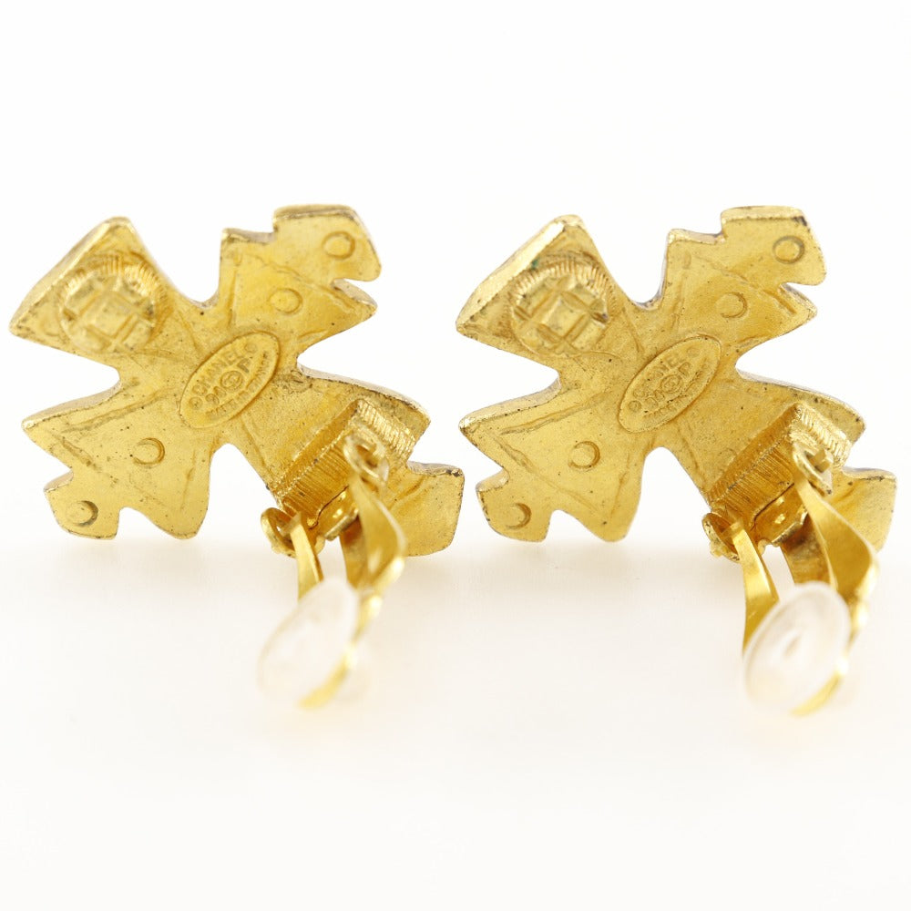 CHANEL Earring Plated Gold gold vintage COCO Mark Cross Women Used