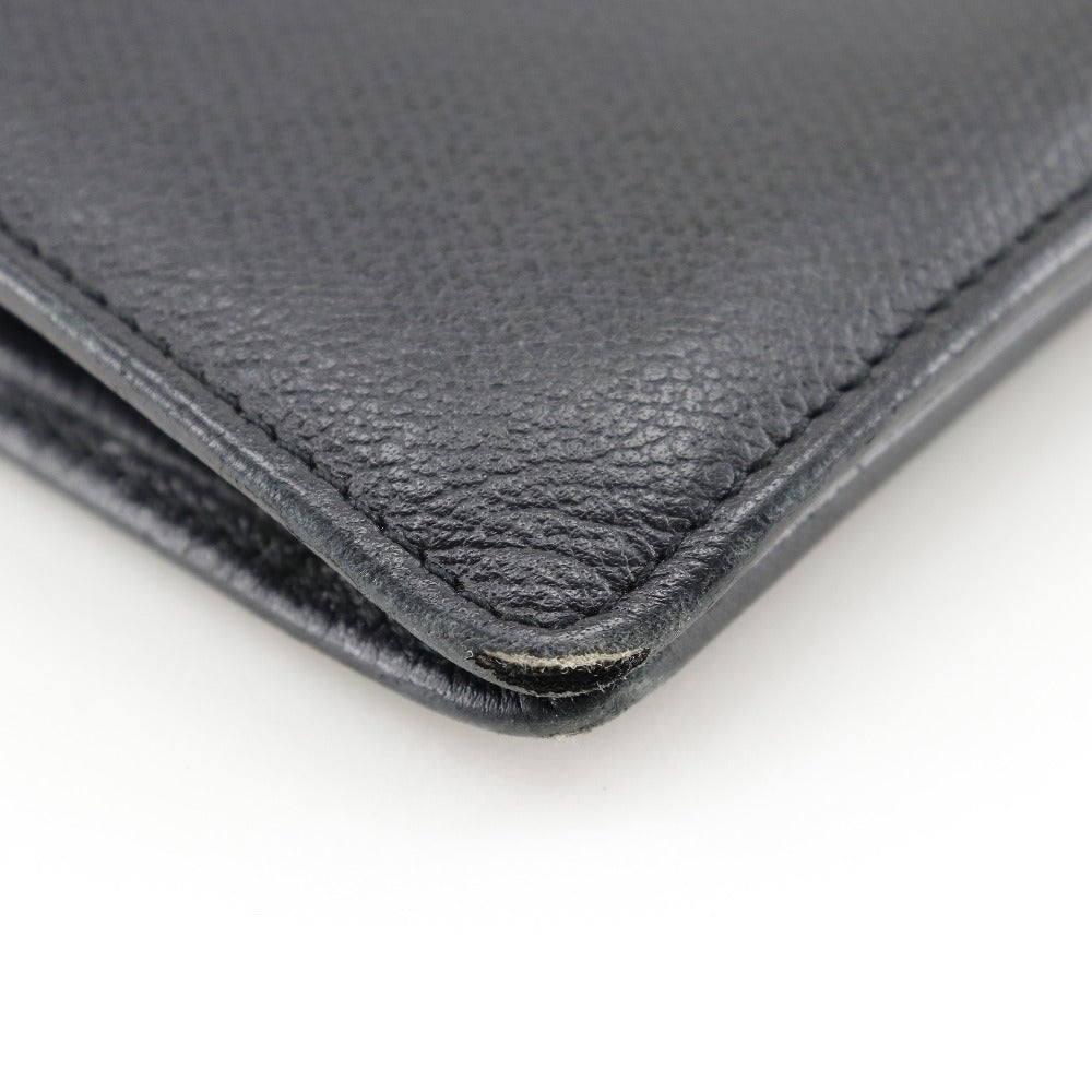 CHANEL Long Wallet Purse A20904 leather black COCO Button Women Used