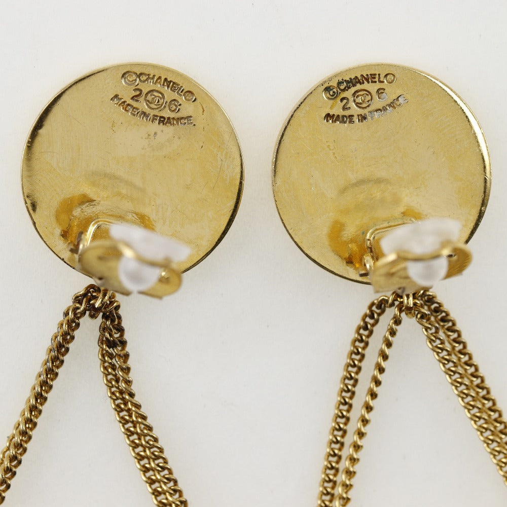 CHANEL Earring Plated Gold gold Matelasse motif COCO Mark Women Used