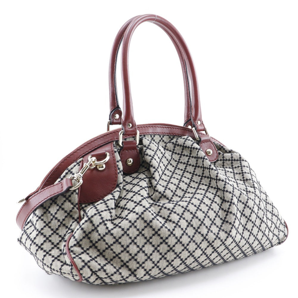 GUCCI Handbag 223974 GG canvas Gray, Red Sukey Diamante Women Used