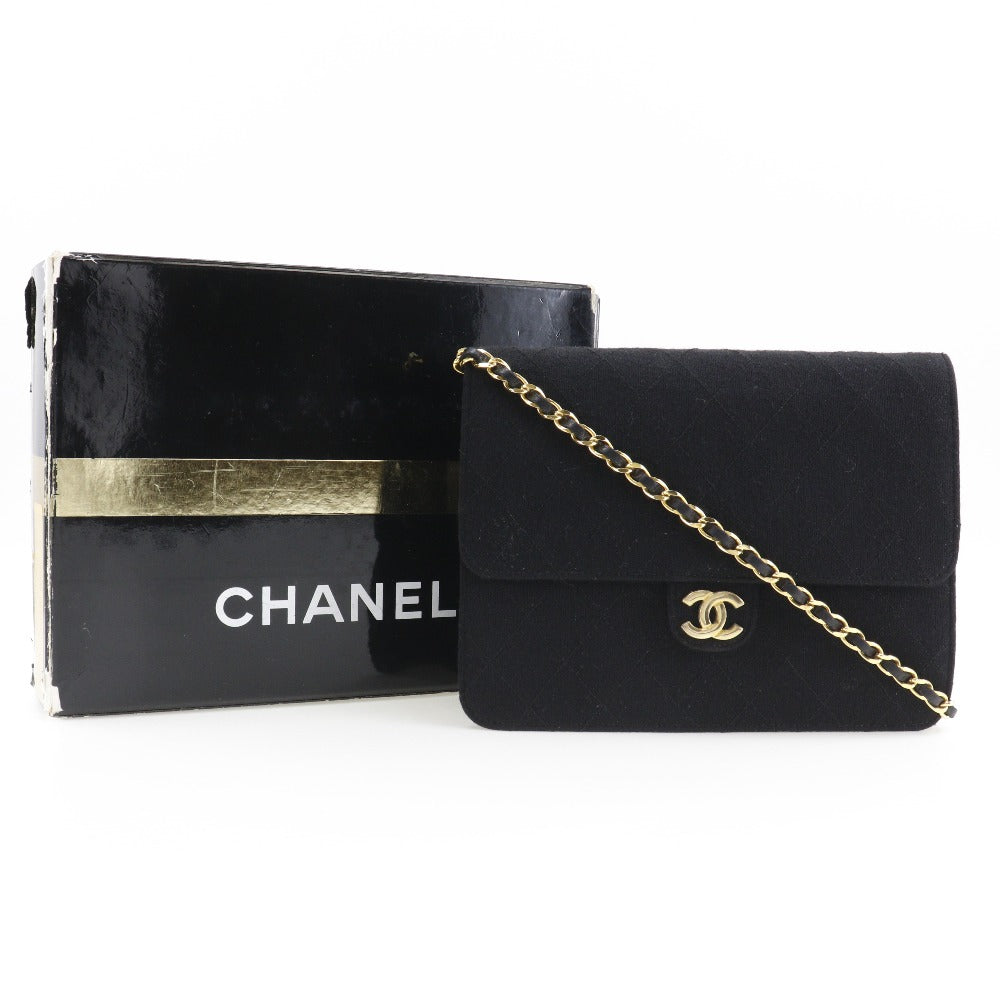 CHANEL Shoulder Bag cotton black Matrasse ChainShoulder