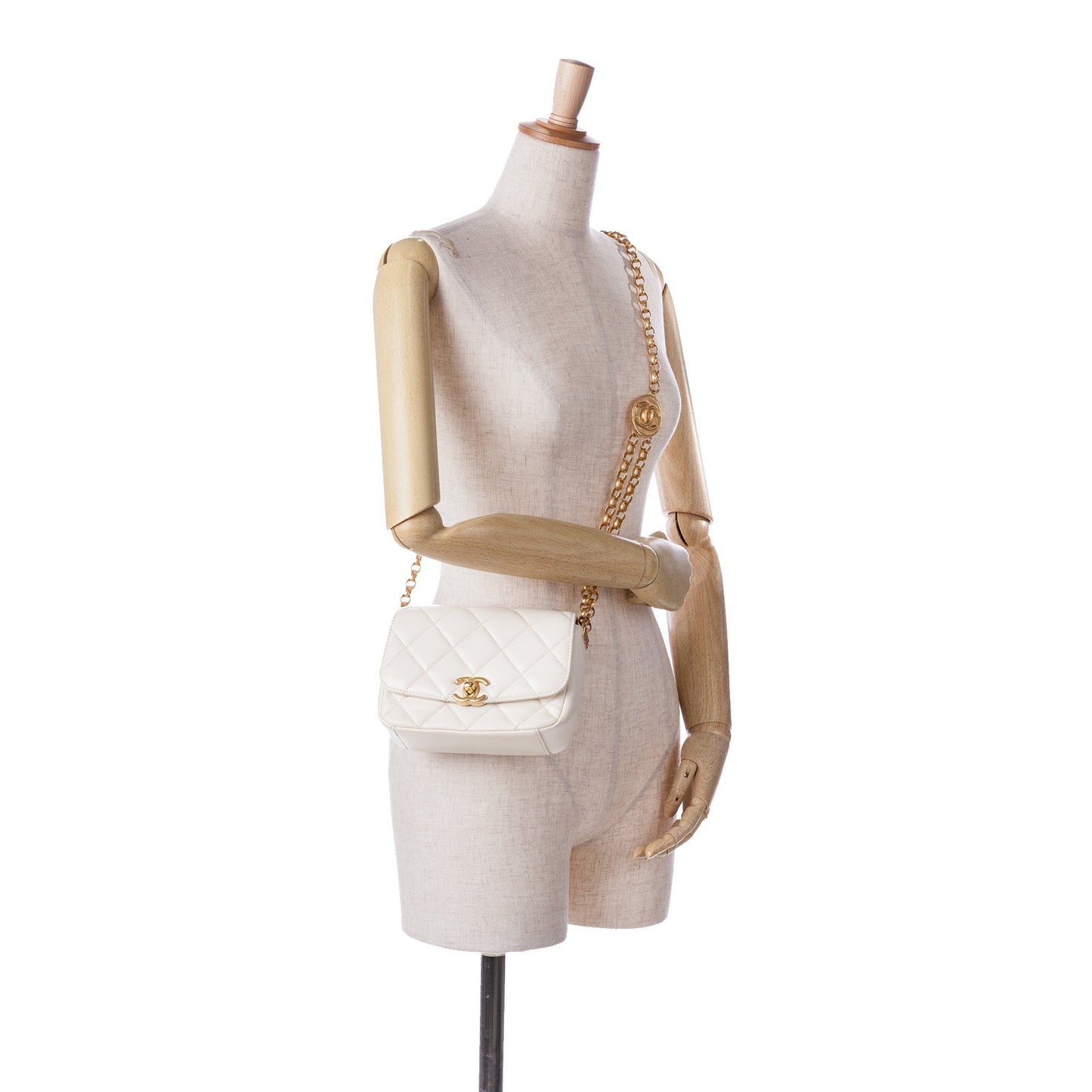 White Chanel Small Quilted Lambskin CC Coin Flap Crossbody Bag