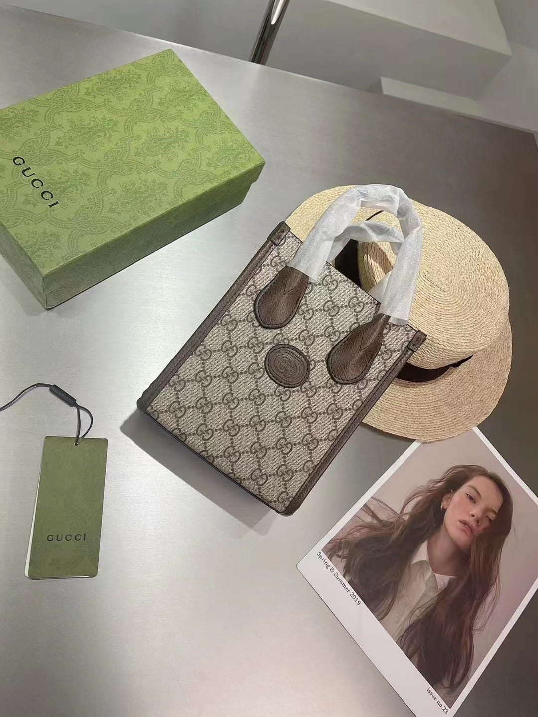 Gucci Canvas Tote Shopper Interlock (Crossbody Shoulder) Handbag