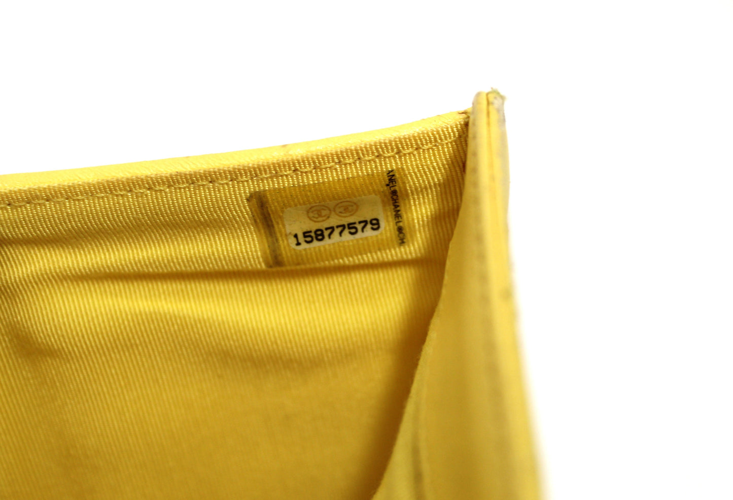 Chanel Yellow Quilted Lambskin Leather Wallet