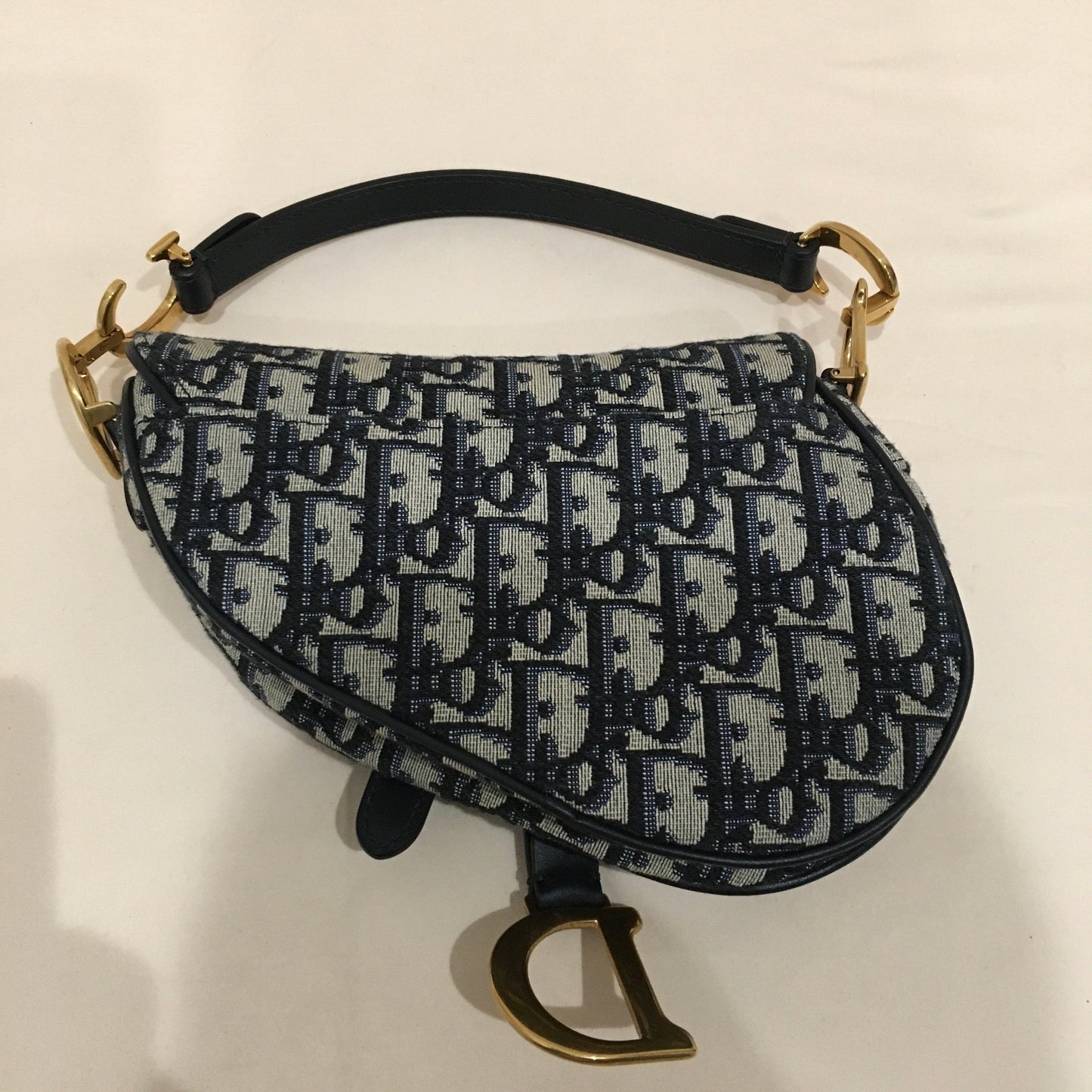 CHRISTIAN DIOR Dior Navy Canvas Saddle Handbag Sku# 73720