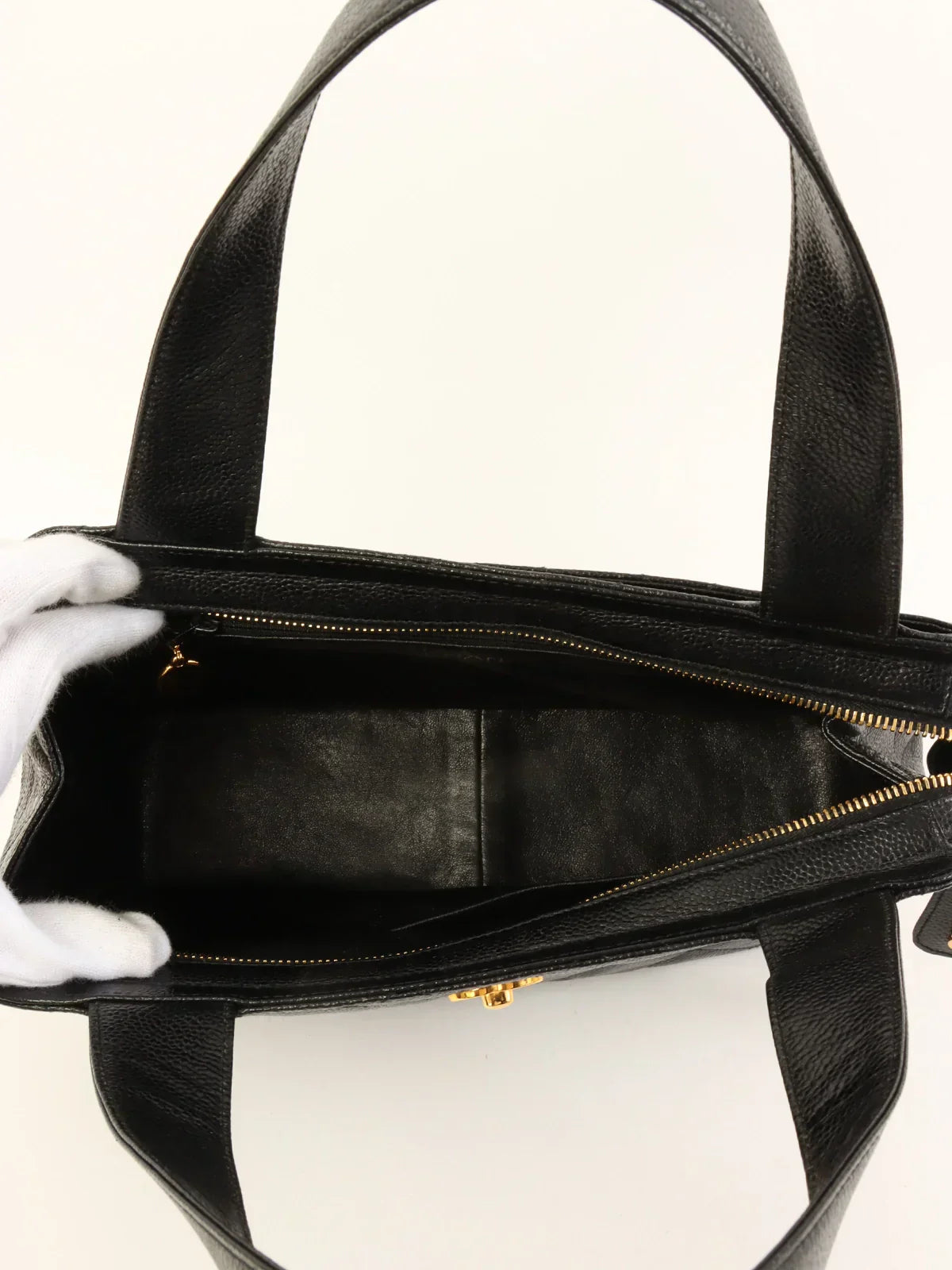 CHANEL Around 1997 Made Turn-Lock Shoulder Bag Black