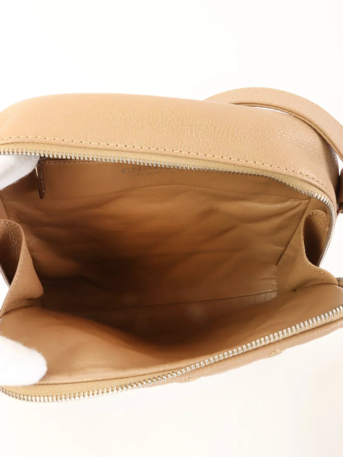 CHANEL Around 2007 Made Caviar Skin Cc Mark Stitch Shoulder Bag Beige