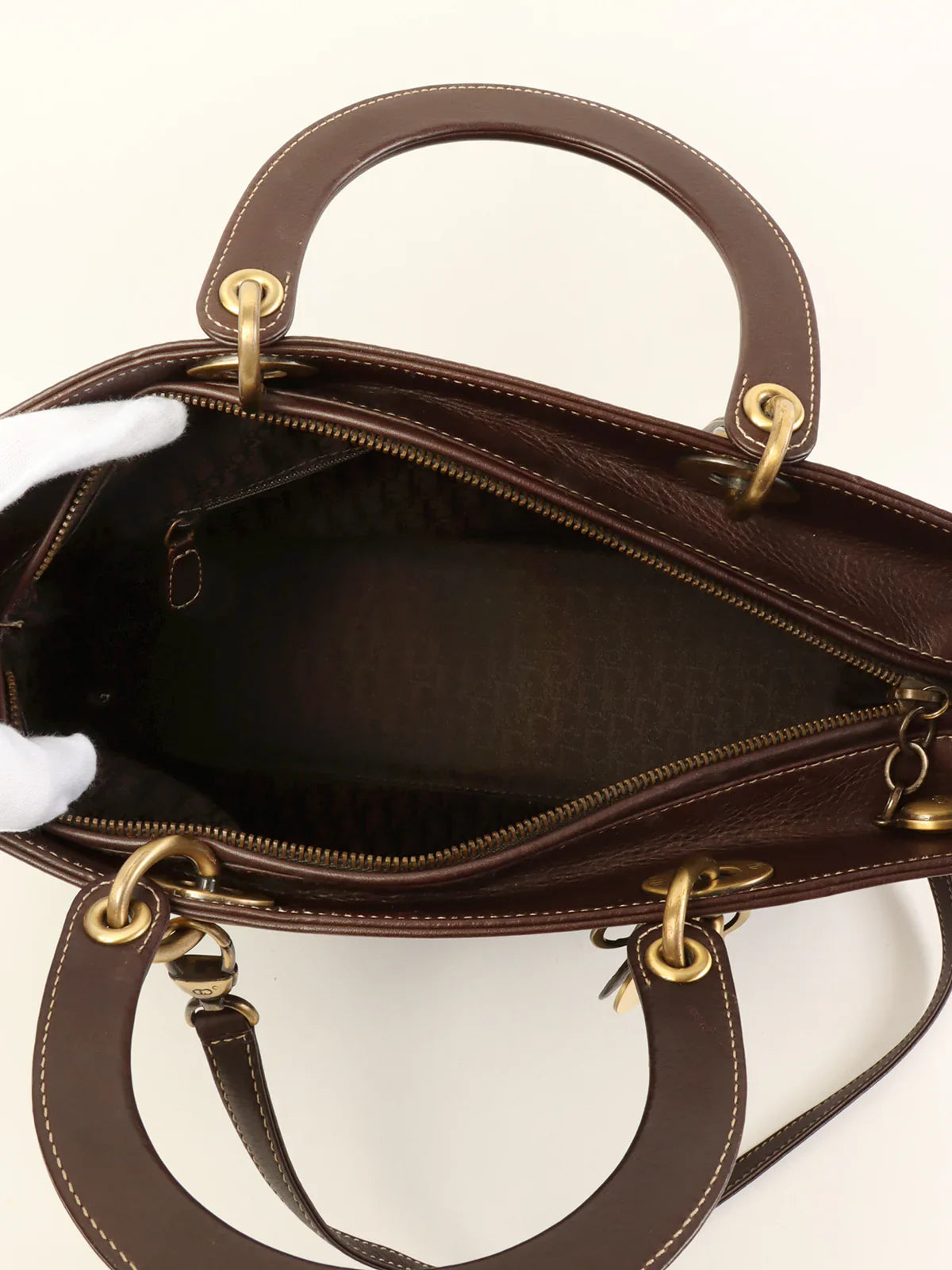 DIOR 2002 Made Lady 2Way Bag L Brown