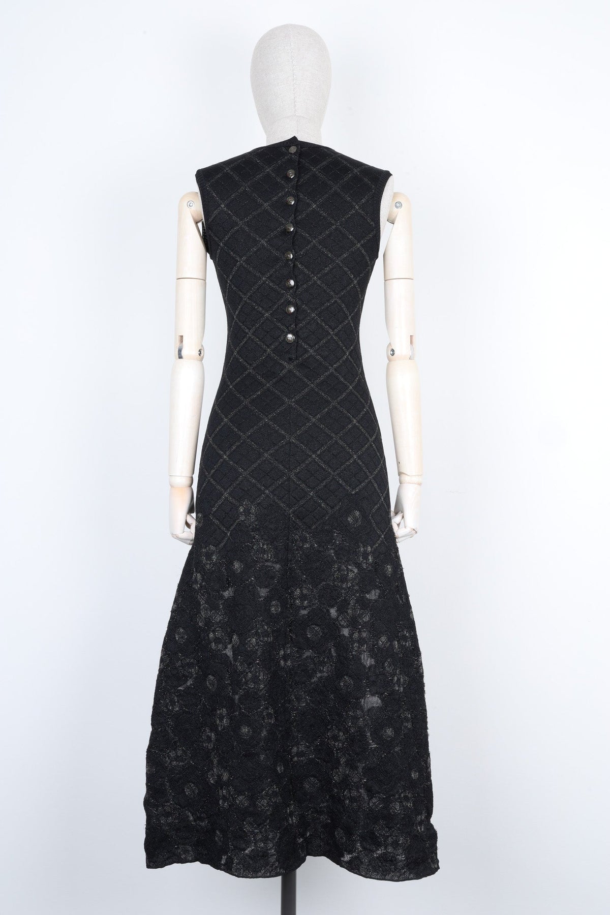 CHANEL Knit Dress Floral Lurex Black
