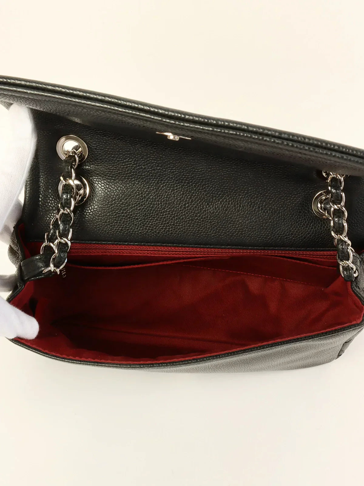 CHANEL Around 2009 Made Caviar Skin Cc Mark Stitch Chain Bag Black