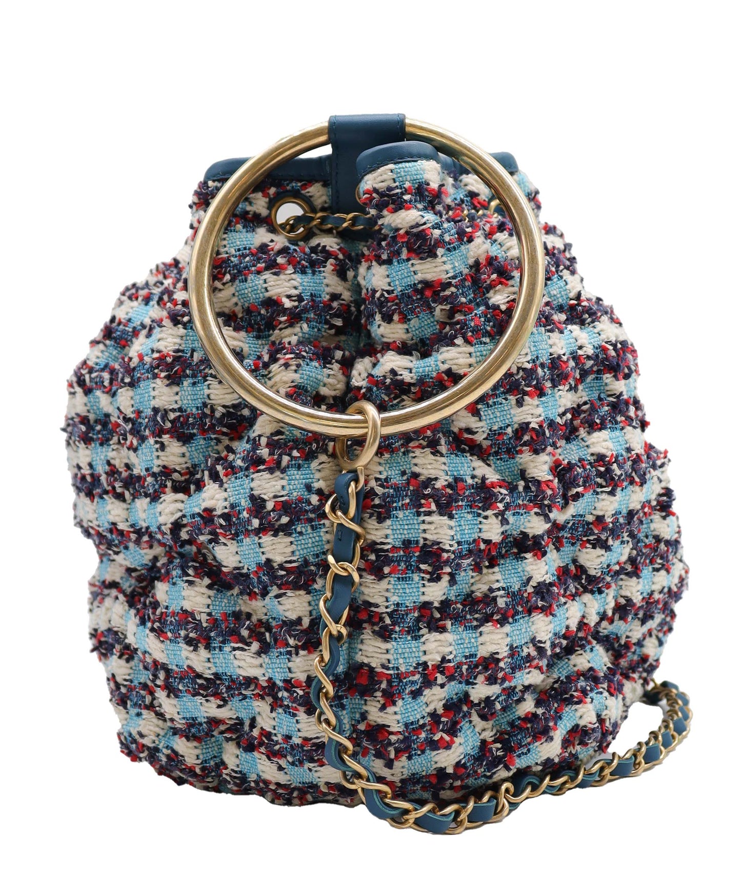 Chanel Drawstring Sho Blue Multicolor Tweed C25011654 ASC5894