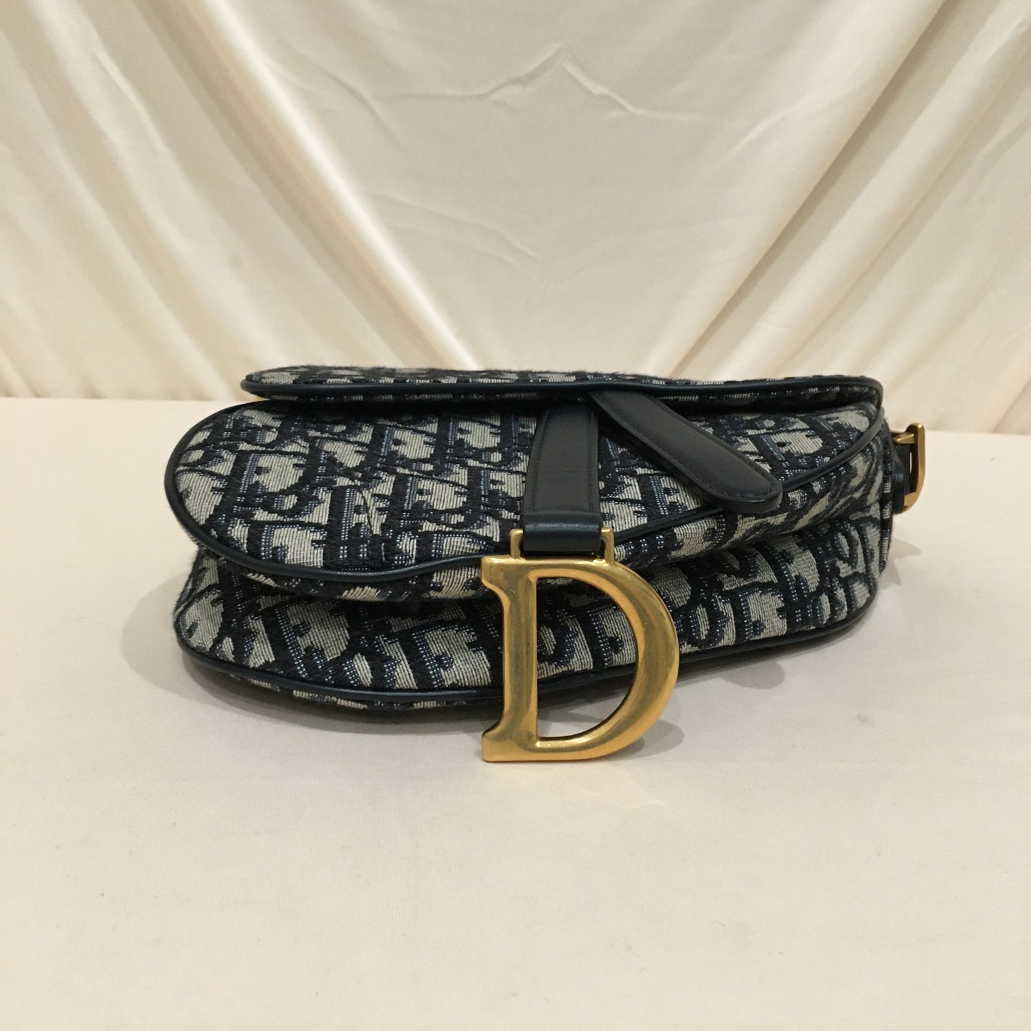 CHRISTIAN DIOR Dior Navy Canvas Saddle Handbag Sku# 73719