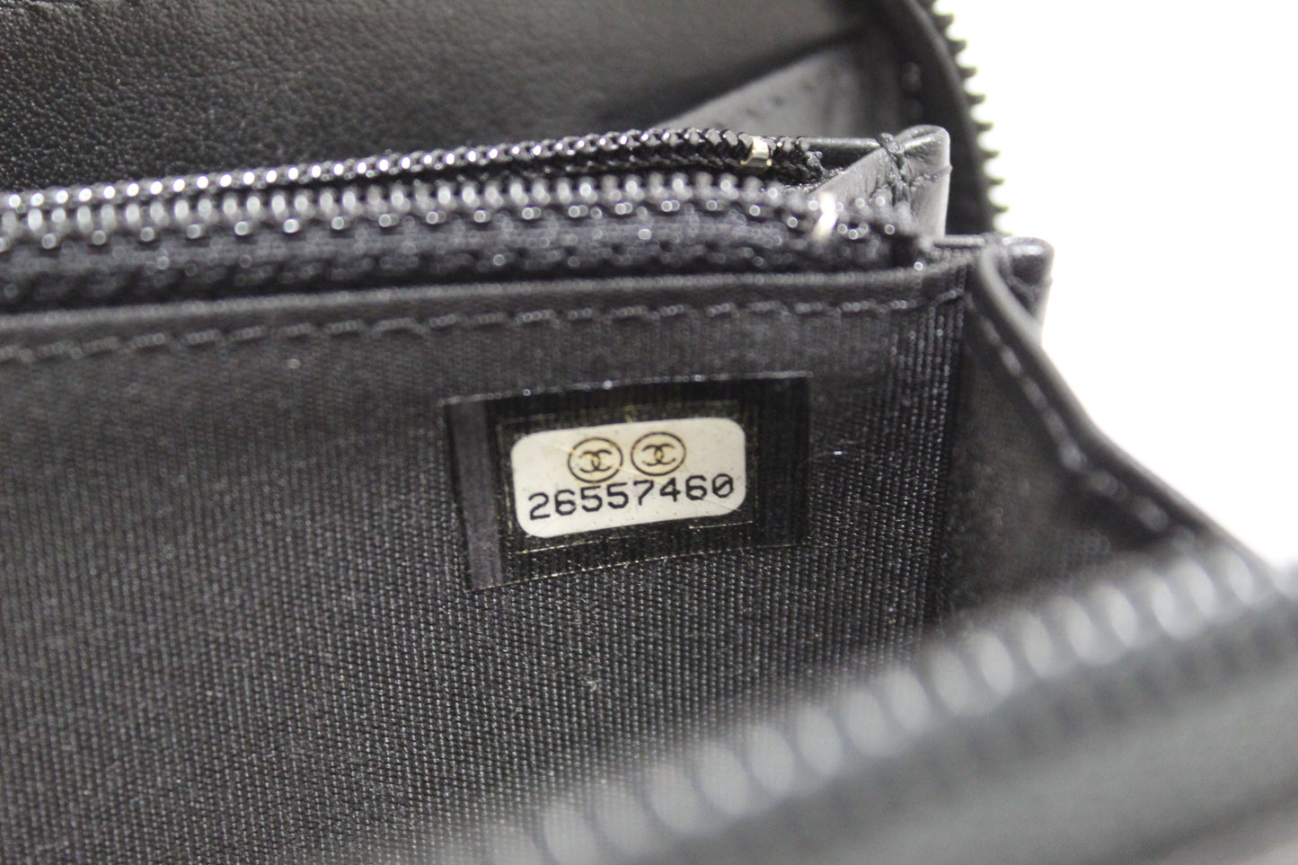 NEW Chanel Black Quilted Caviar Leather Boy Small Zip Around Wallet