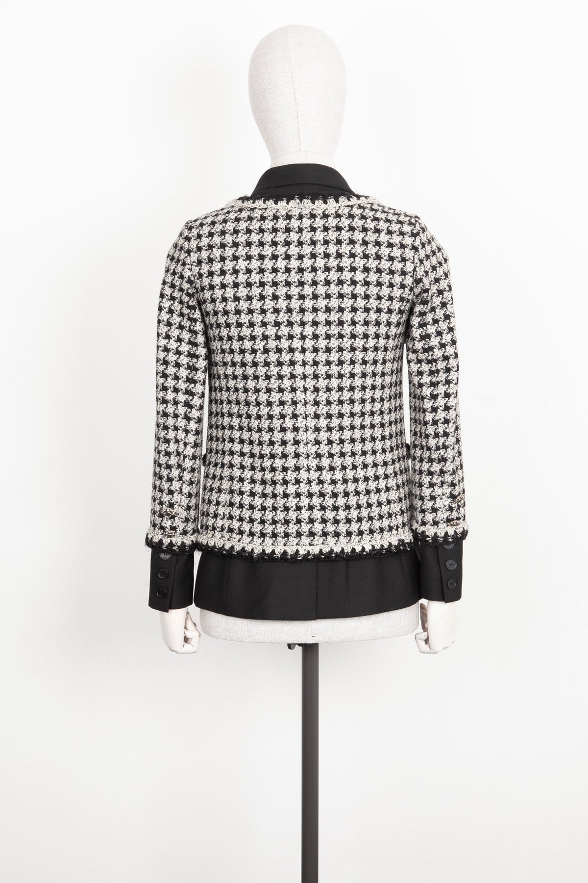 CHANEL Layered Jacket Tweed Houndstooth