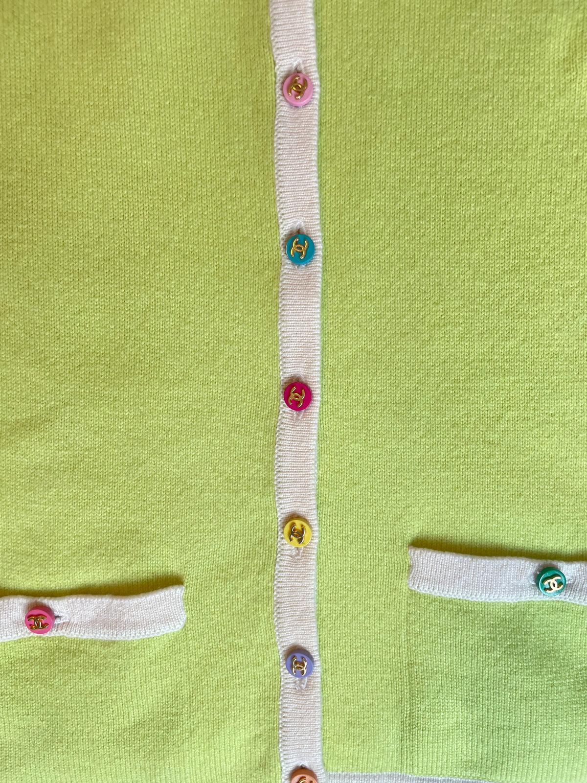 Chanel Logo Multicolor Button Cardigan Green DXBK0382