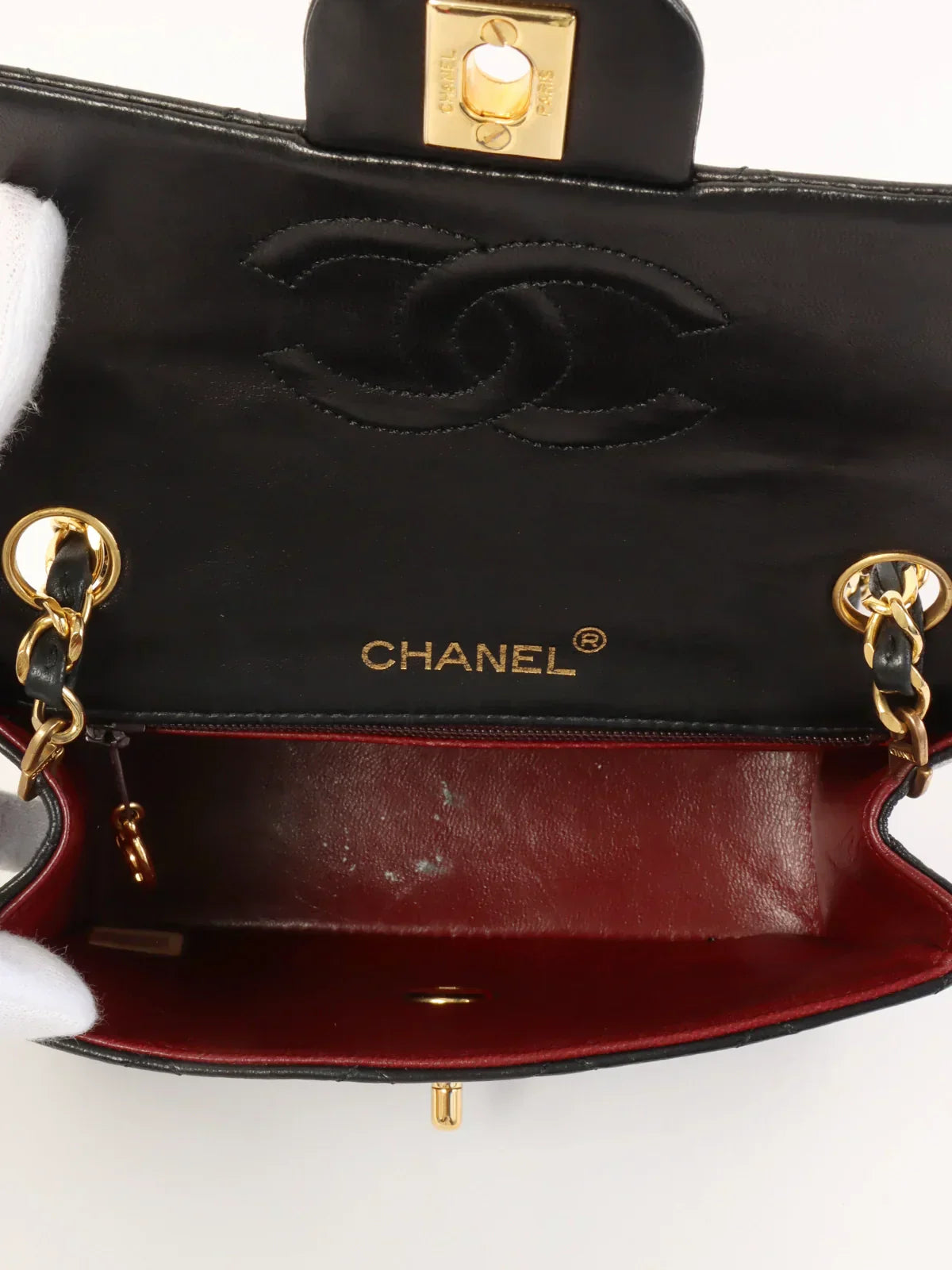 CHANEL Around 1990 Made Classic Flap Chain Bag Mini Black