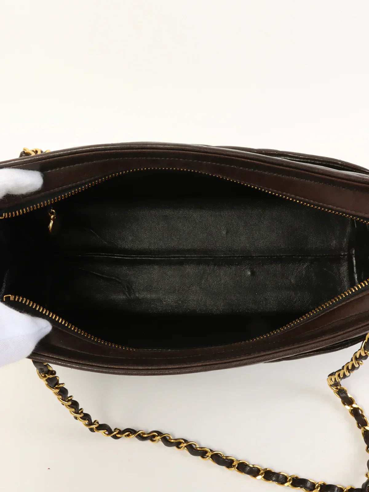 CHANEL Around 1995 Made Cc Mark Sun Motif Charm Chain Tote Bag Black