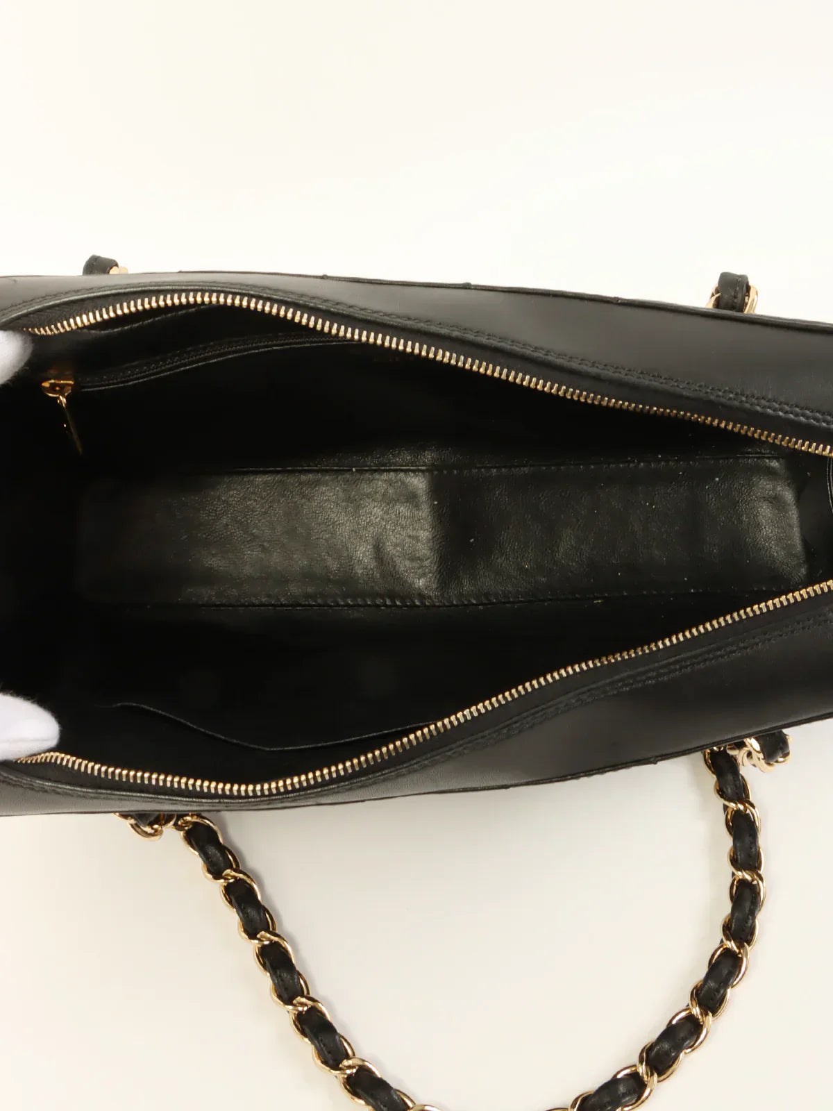 CHANEL Around 2001 Made Chocolate Bar Stitch Cc Mark Plate Chain Bag Black