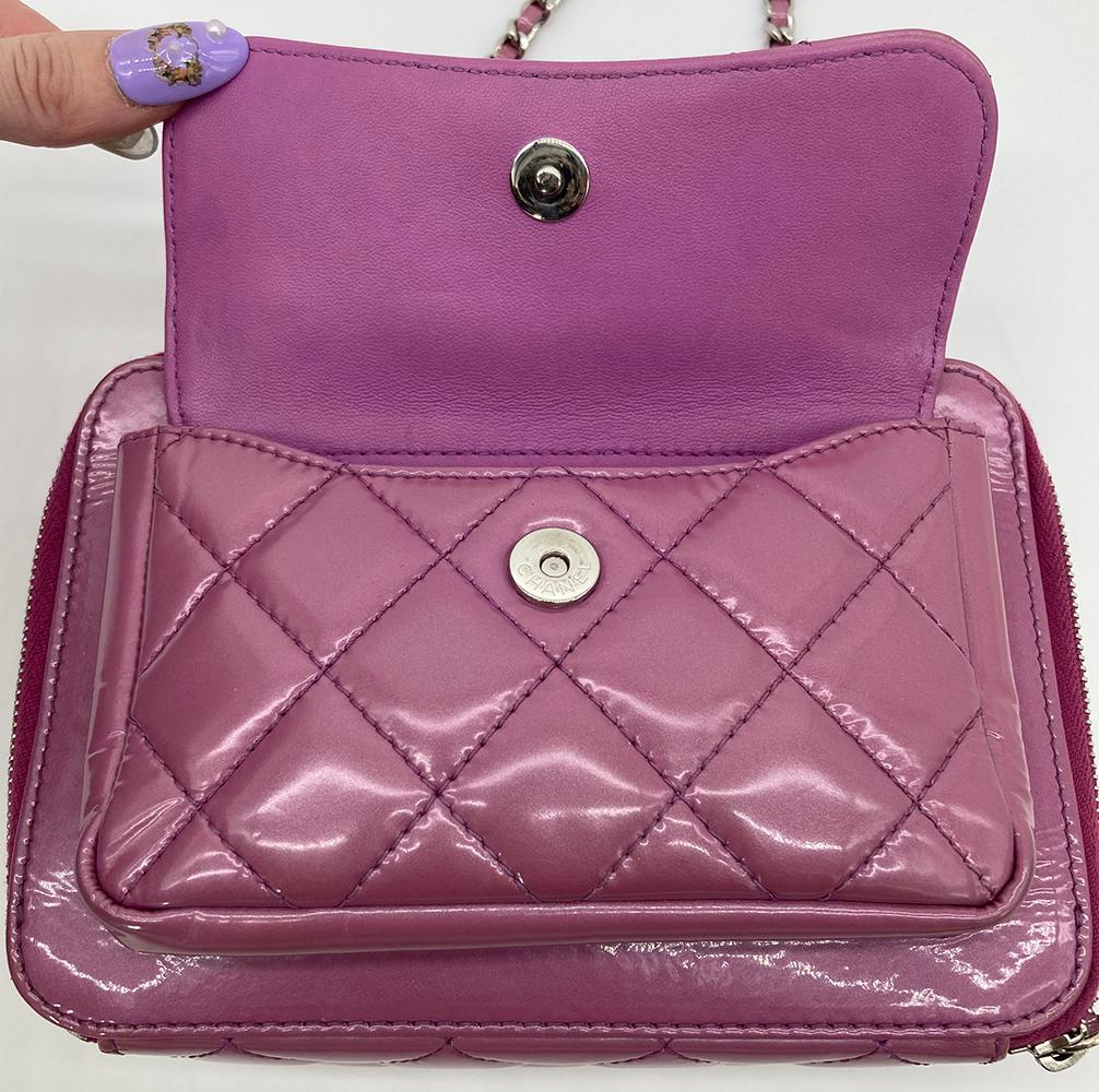 CHANEL Purple Patent Pocket Box Camera Case