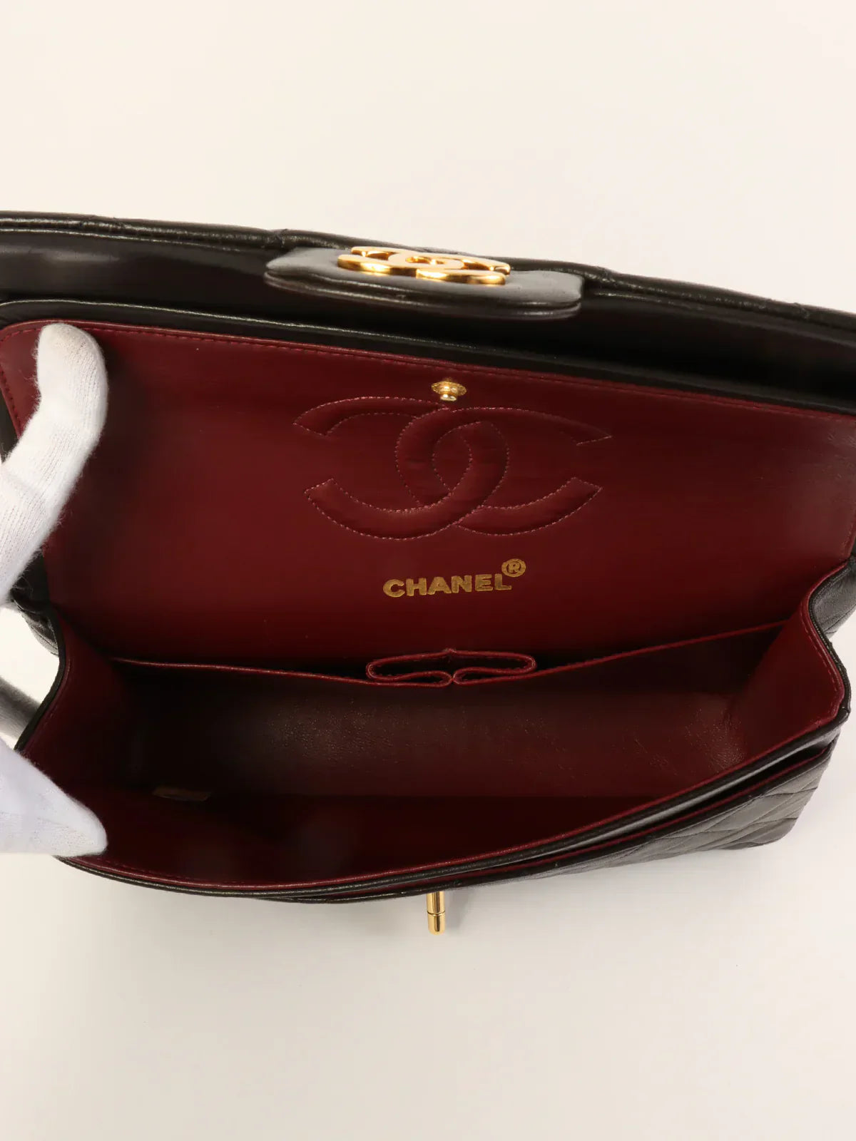 CHANEL Around 1992 Made Classic Flap Chain Bag 25Cm Black