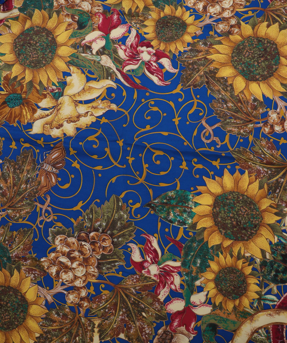 Chanel Sunflower Silk Yellow Blue Scarf DXBS3708