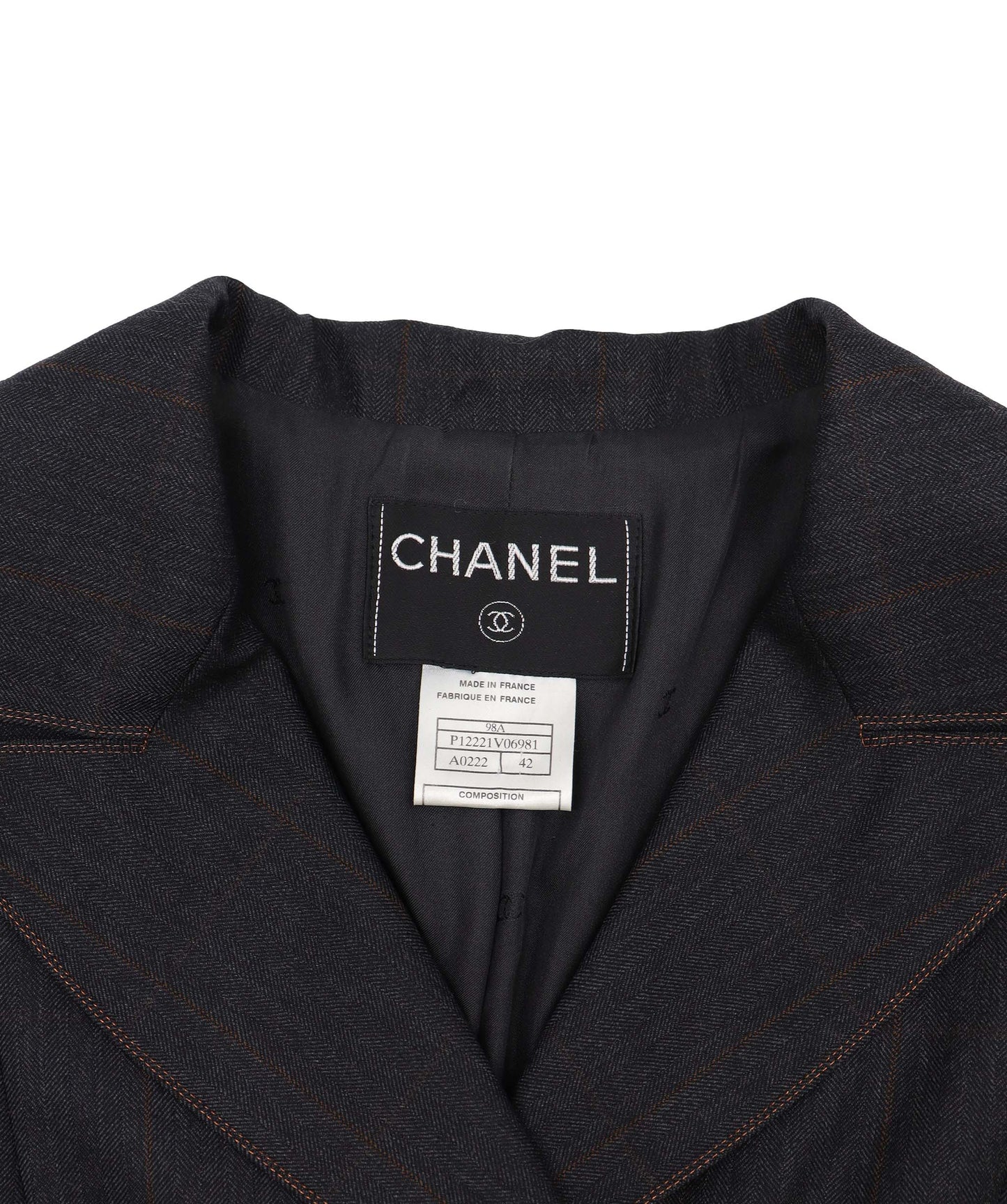 Chanel Coco Button Denim Grry Suit Size 42 DXBS3645