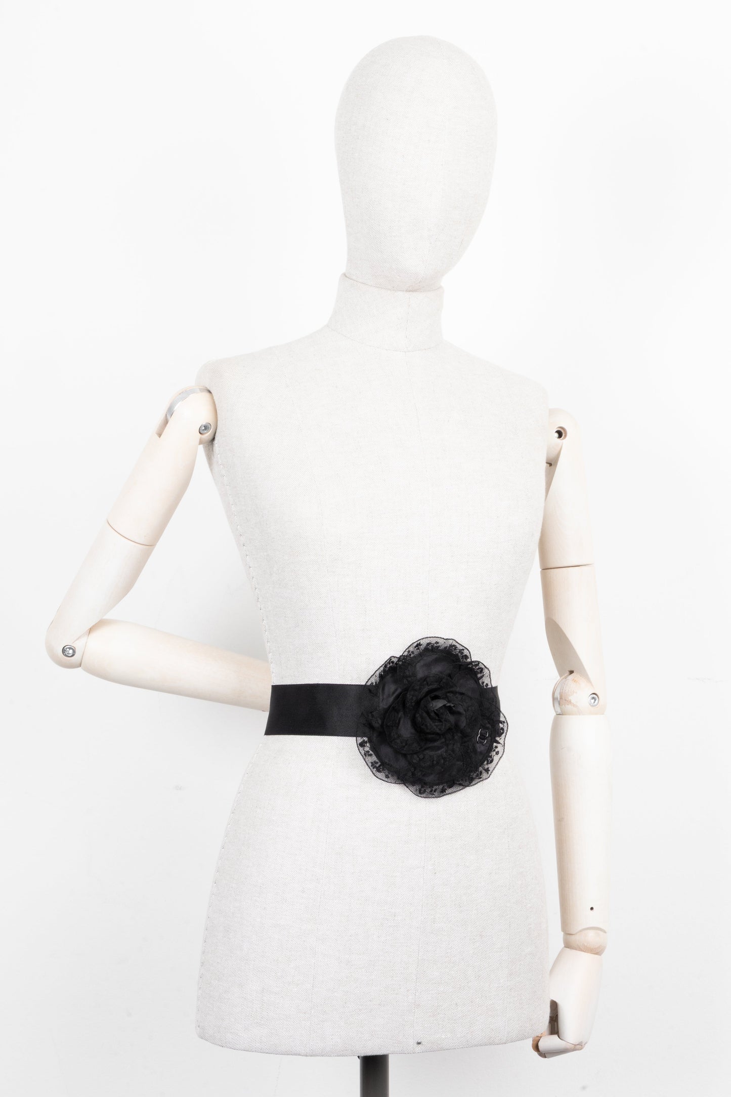 CHANEL Camelia Brooch and Belt Silk