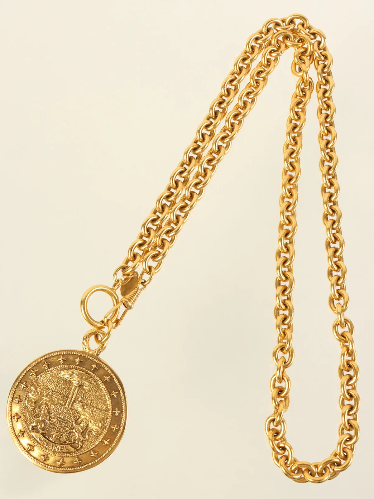 CHANEL Medal Necklace Gold