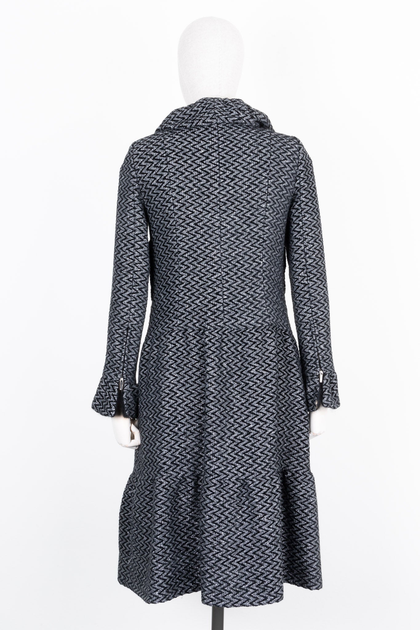 CHANEL Coat Black Silver