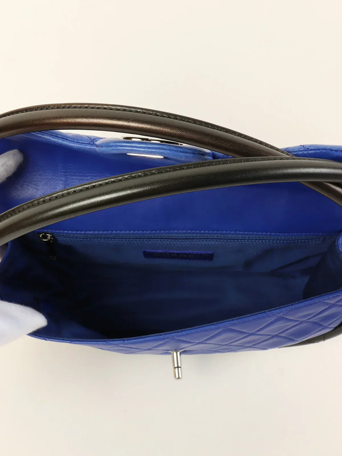 CHANEL Around 2014 Made Hula Hoop Top Handle Bag Blue/Black