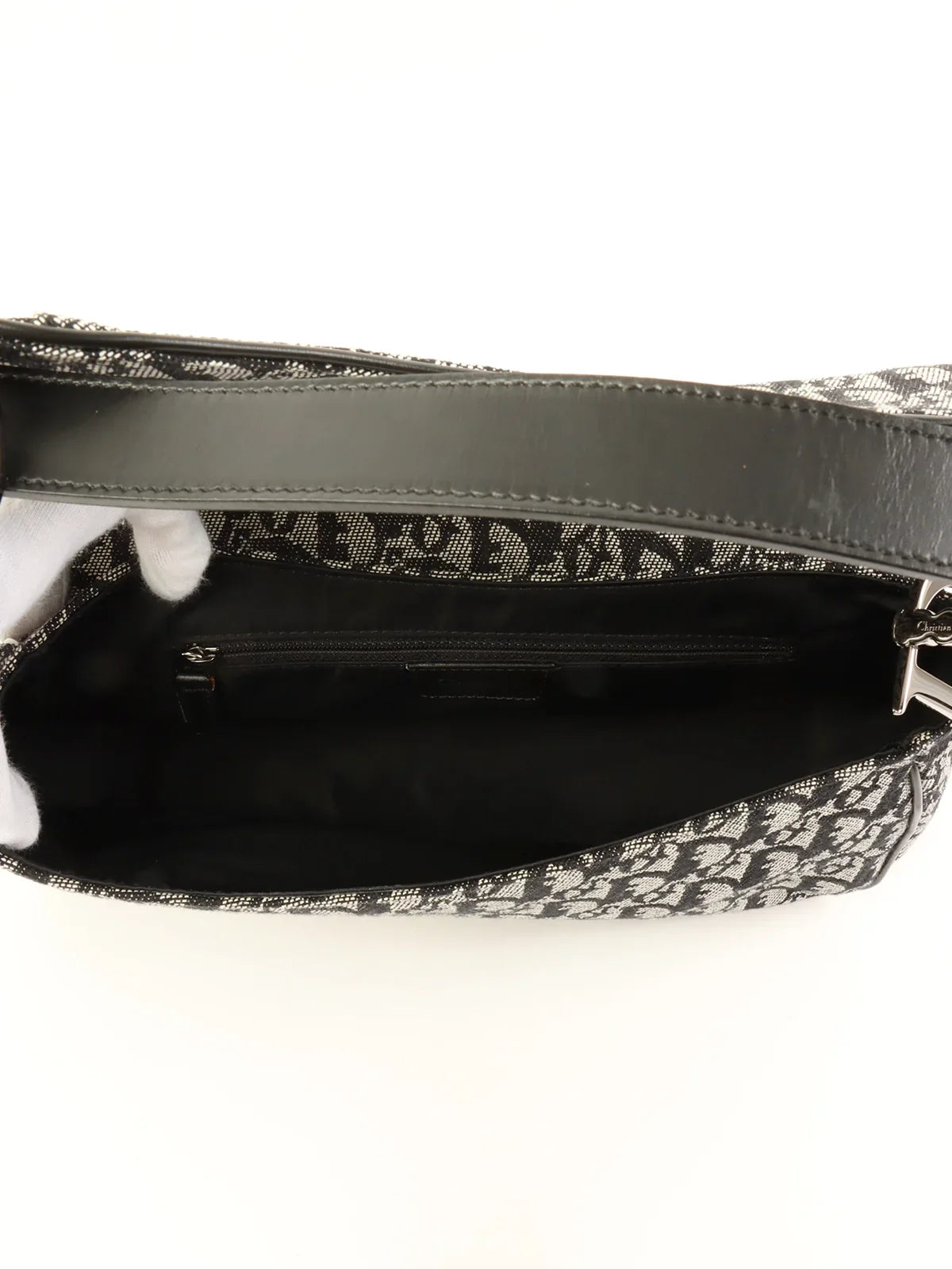 DIOR Trotter Pattern Saddle Bag Black
