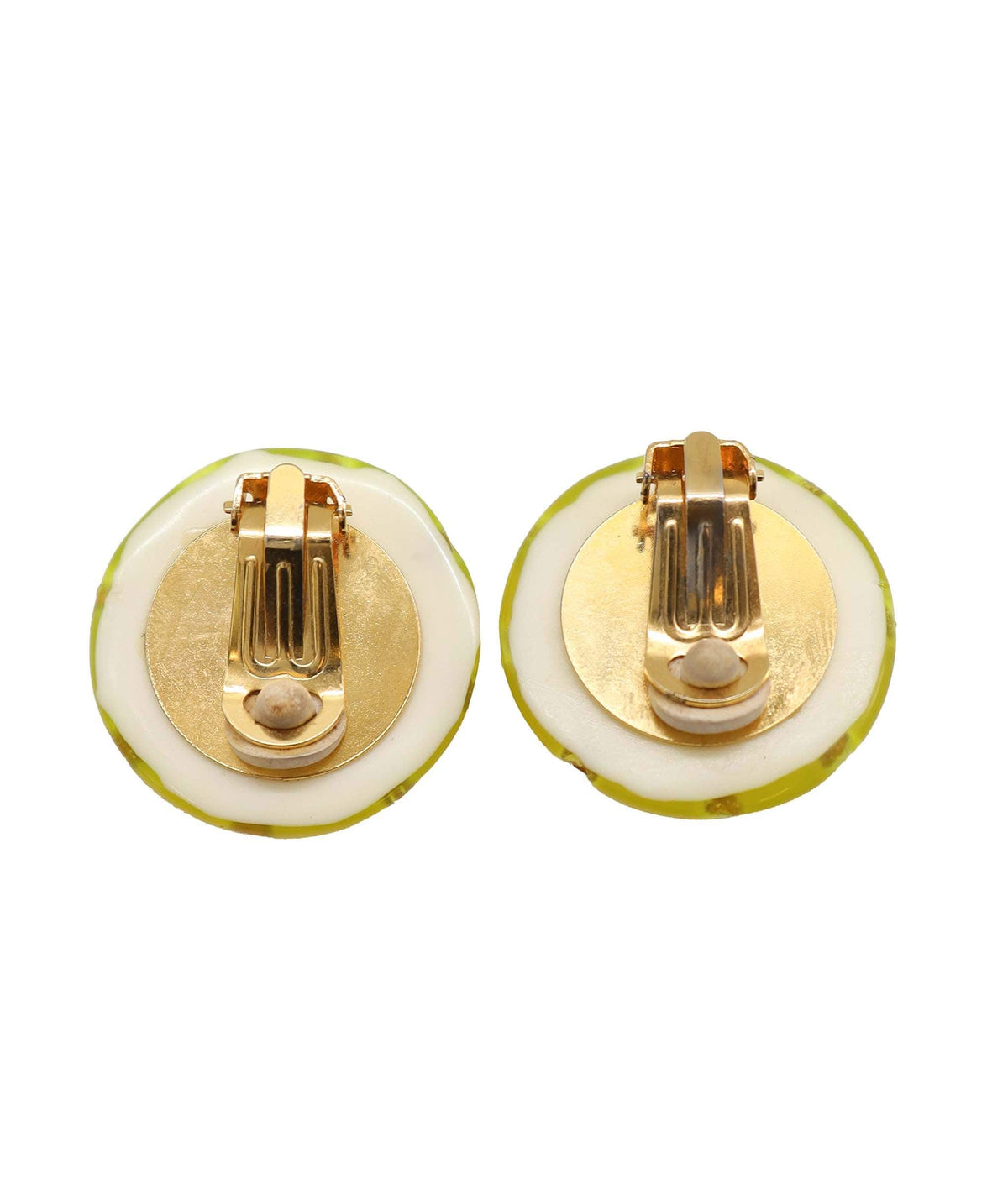 Chanel yellow vintage clip on earrings AVC2163