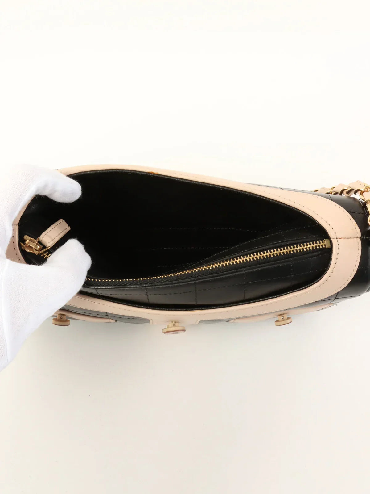 CHANEL Around 2001 Made Girl Chain Bag Black/Pink Beige