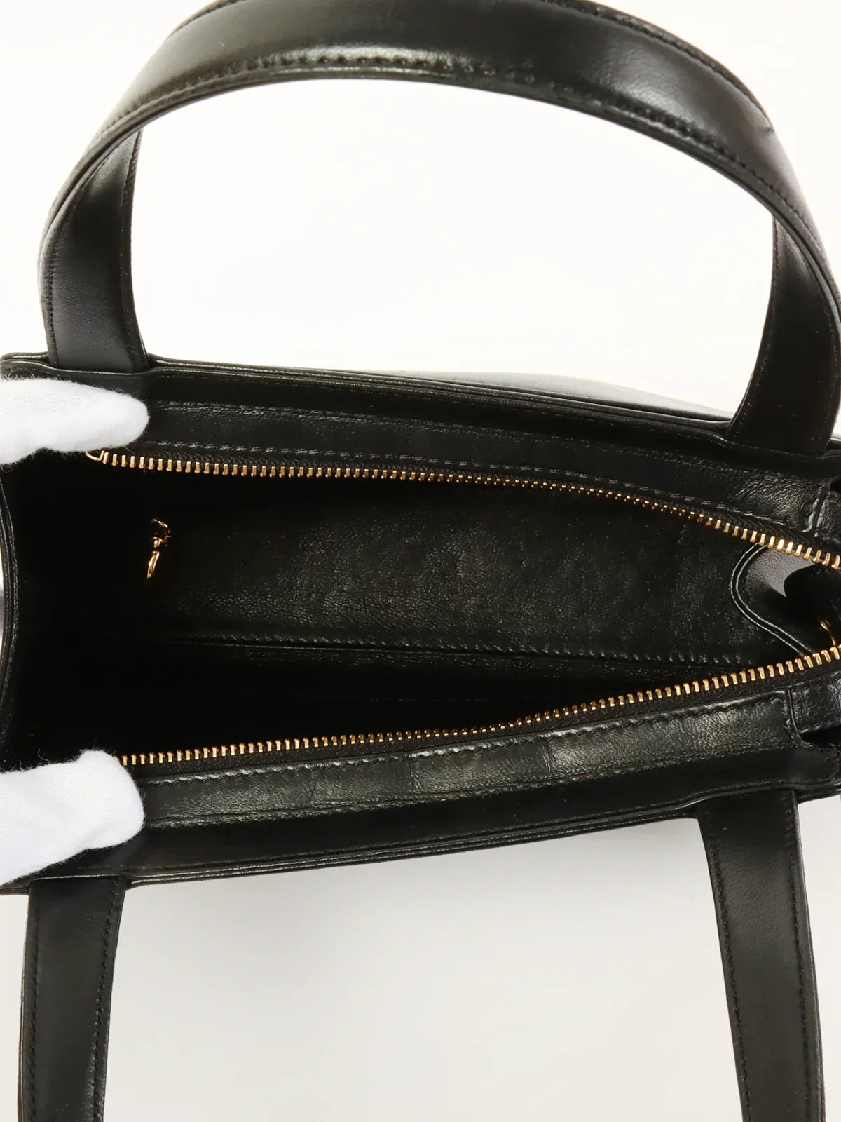 CHANEL Around 1998 Made Camellia Stitch Mini Top Handle Bag Black