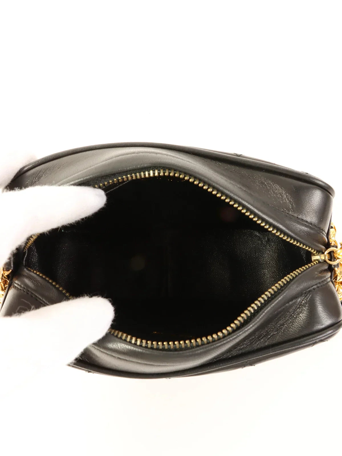 CHANEL Around 1990 Made Cc Mark Stitch Tassel Bijoux Chain Bag Black