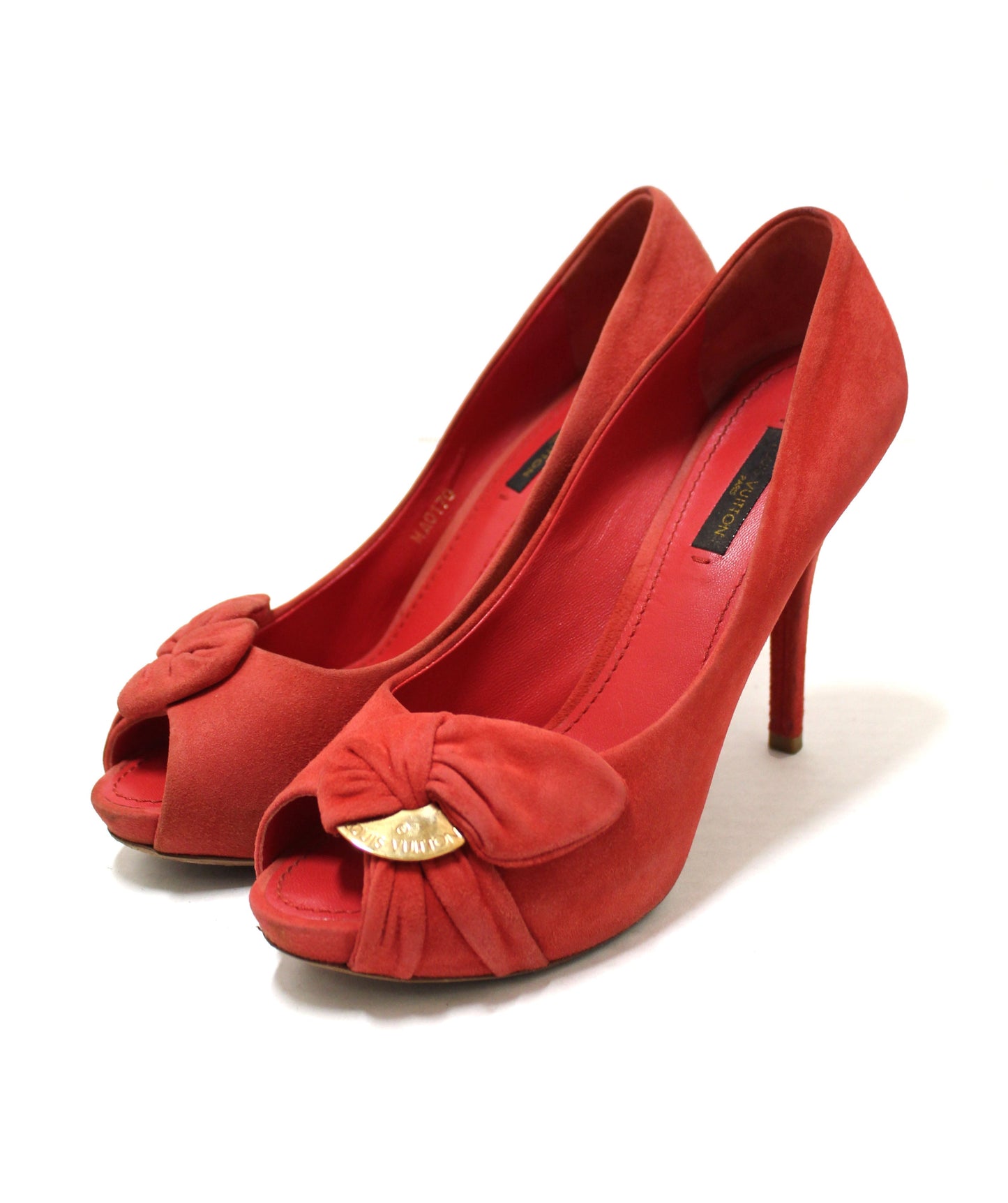 Louis Vuitton Red Suede Leather Pumps Shoes Size 37
