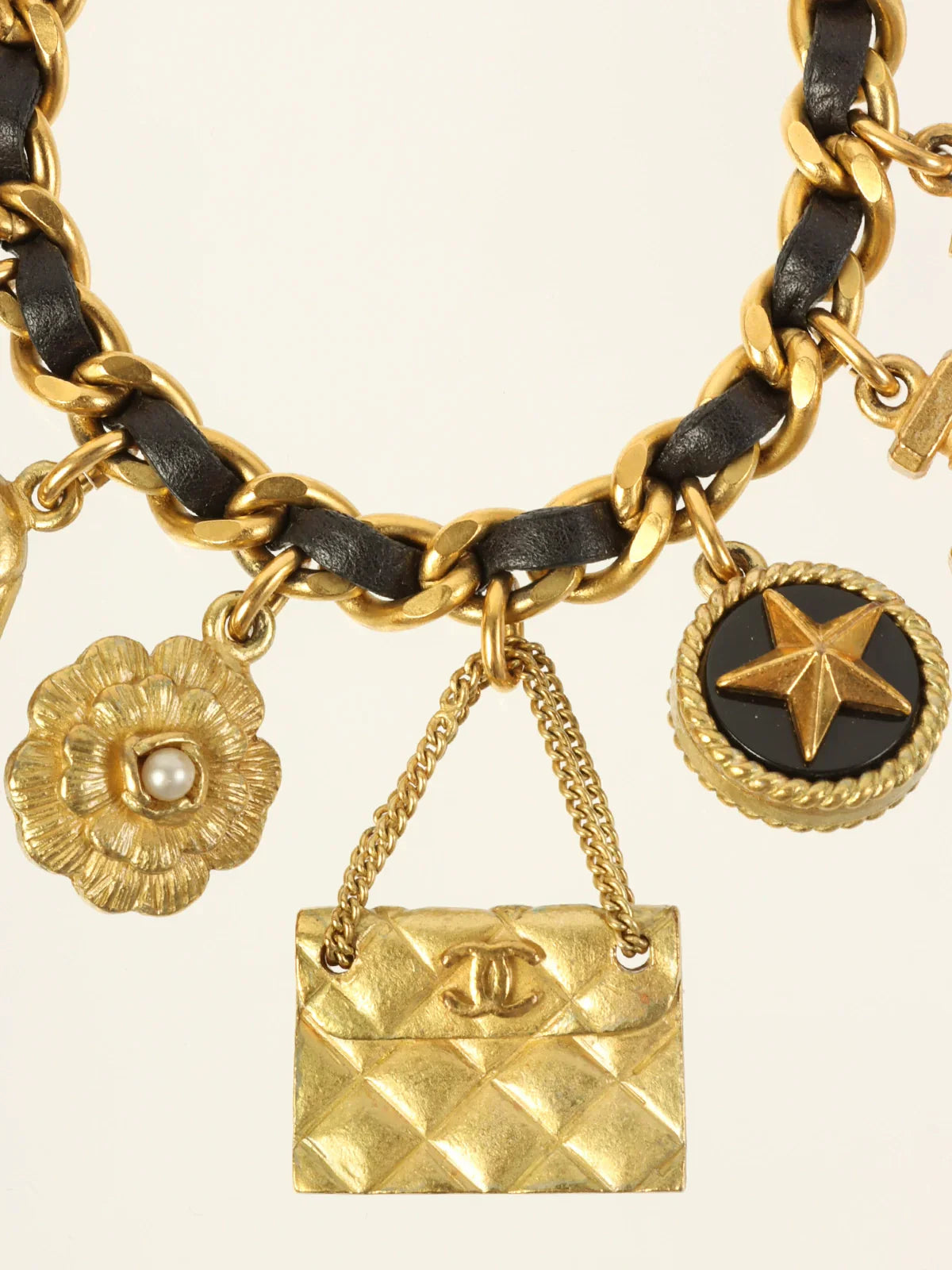 CHANEL 1994 Made Multi Motif Charm Chain Bracelet Gold/Black