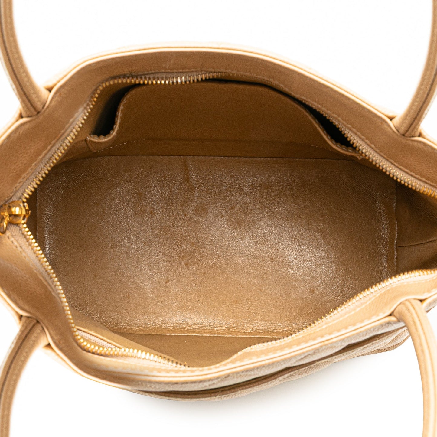 Beige Chanel Caviar Medallion Tote