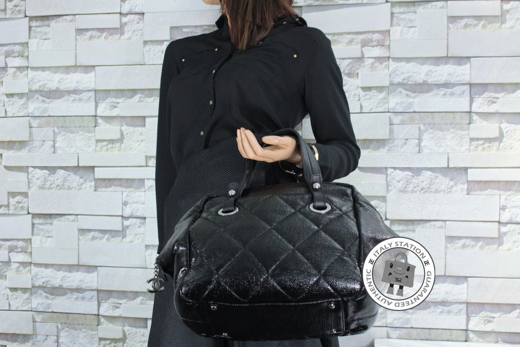Chanel Shopping Black Leather Tote Bag Shw