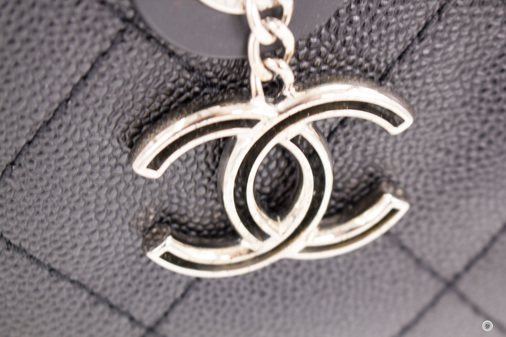Chanel A92212 CC Black Caviar Tote Bag Shw